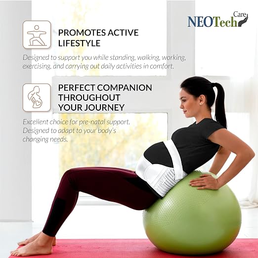 NeoTech Care Pregnancy Belly Band, Maternity Belt, for Pregnancy Belly Support, Back/Pelvic Support (Size L, Ivory Color)