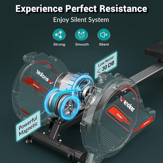 WENOKER Rowing Machine, Magnetic Rowing Machine for Home, Upgraded 32-Levels Resistance with Smart Electronic Knob, 350 LBS Weight Capacity, Compact Rower Machine Easy Assembly.