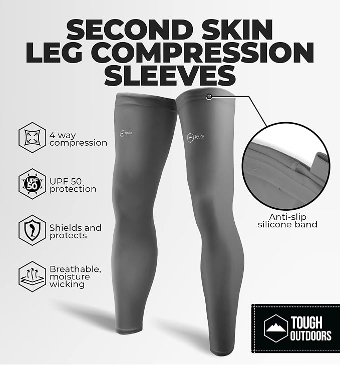Tough Outdoors Leg Compression Sleeve - Leg Sleeves for Men & Women - Compression Calf Sleeves - Basketball Football Cycling