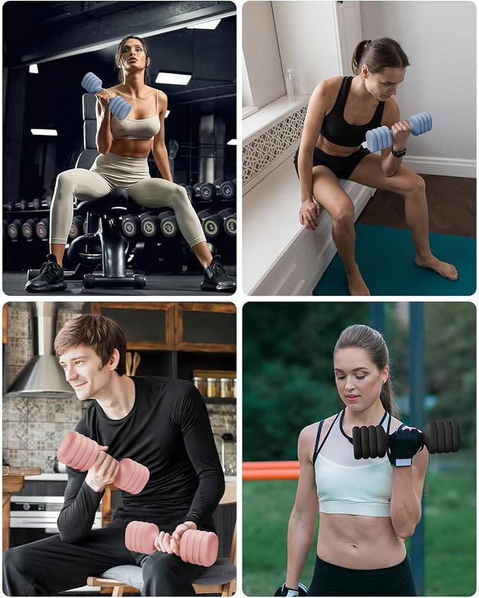 YOTTOY Adjustable Dumbbell Set of 2, 4-in-1 Hand Weights for Women at Home, Compact Free Weights Dumbbells Set with Soft Grip and Base, 2-5 lbs Each for Home Gym