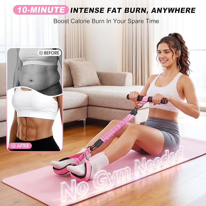 WOQQW Multifunction Pedal Resistance Band with Handle, Upgraded 3 Tube Adjustable Foot Resistance Bands for Core, Arm, Legs, Body Puller Trainer - Sit Up Exercise Equipment for Women Men