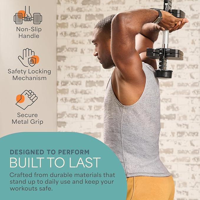 LifePro Adjustable Dumbbells, Single or 2pcs, Up to 55 lbs & 3-in1 option | Quick-change weight system with included rack — available in options from 2.5 to 55 lbs for every fitness level