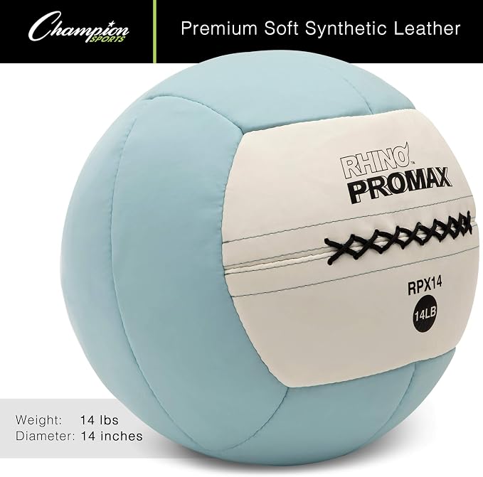 Champion Sports Rhino Promax Wall Balls - Soft Shell Non-Slip Grip for Weightlifting, Plyometrics, Cross Training, & Home Gym