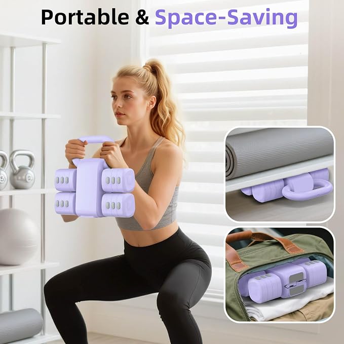 2-in-1 Adjustable Dumbbell Set, 4-Level Weights for Women | Convertible Dumbbell & Kettlebell, Adjustable 2.2-5.5lb Each, Quick-Change Button, Compact for Home Gym, Office & Outdoor