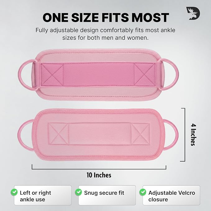 DMoose Ankle Strap for Cable Machine - One Size Fit with Premium Padding, Workout Kickback Ankle Cuffs, Ankle Bands for Working Out, Booty Workouts, Leg Extension, Hip Abductors & Lower Body Exercises