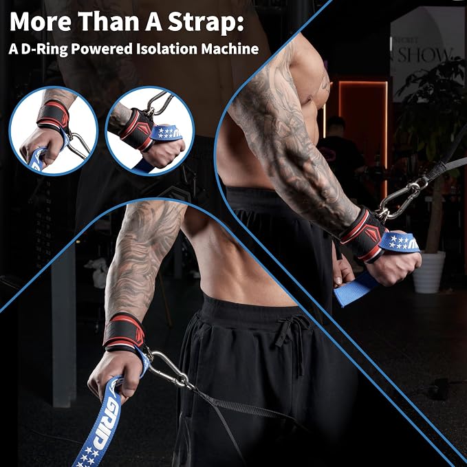 Drip Glue Non-Slip Wrist Straps for Weightlifting, 2-in-1 Lifting Straps with D Rings for Cable Machine Workout, 10mm Neoprene Padded Wrist Wraps for Weight Lifting Deadlift