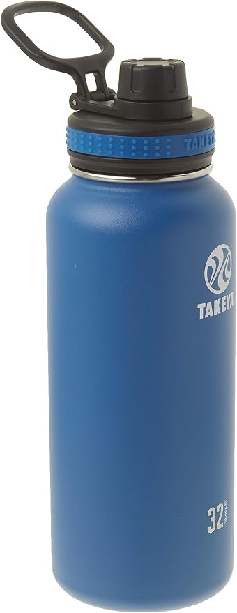 Takeya Originals 32 oz Vacuum Insulated Stainless Steel Water Bottle - Leakproof & BPA-Free Spout Lid - Keeps Drinks Cold 24 Hrs/Hot 12 Hrs - Double-Wall Design - Ideal for Active Lifestyles, Navy