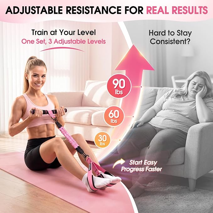 Upgraded Multifunction Pedal Resistance Band with Handle, Adjustable Foot Pedal Resistance Bands for Core, Arm, Legs, Body Strength, Portable Home Gym Workout Equipment for Men & Women