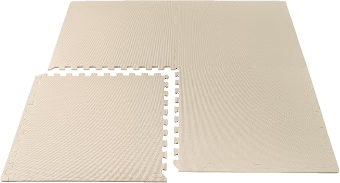We Sell Mats 1/2" Thick Multipurpose EVA Foam Exercise Floor Mat, Interlocking Tiles, Anti-Fatigue for Home or Gym, 24 in x 24 in, 6 Tiles, Sand