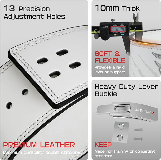 Jaffick Lever Lifting Belt – Power 10mm Extreme Heavy Duty Genuine Leather Lower Back Support for Squats, Bench Press, Deadlifts Bodybuilding Weightlifting Powerlifting for Men & Women
