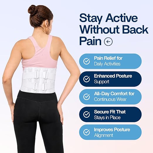benoo Back Brace Belt, Men & Women Lower Back Pain Relief (Medium 33-37.9") | Sciatica Lumbar Support Belt, Adjustable Back Support Brace for Work & Daily Use, All-Day Comfort & Heavy-Duty Compression
