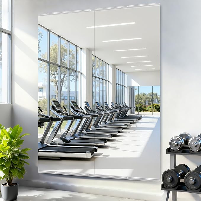 Amorho Gym Mirror, 67''x28''(Each)-2PCS | Frameless Full Body Mirror for Gym, Tempered Glass, Yoga Studios, Dance Rooms, Garage Gyms.