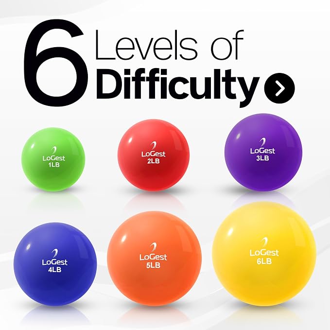 Logest Weighted Toning Exercise Balls Pair - Round Shape Medicine Ball - 1LB 2LB 3LB 4LB 5LB 6LB Available - Toning Muscle for Men & Women