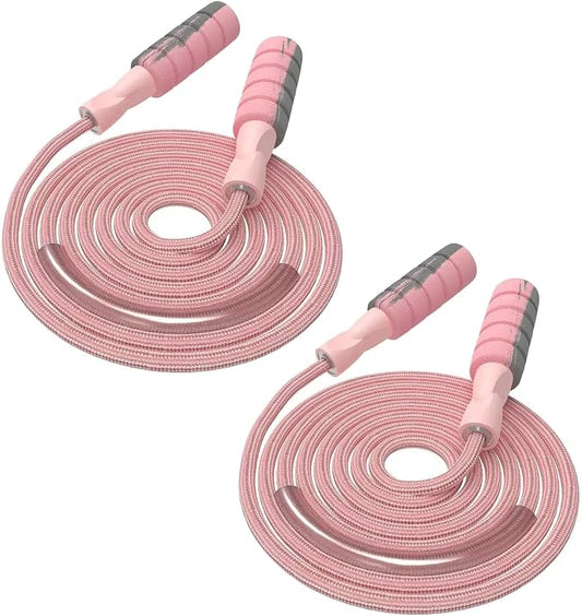 Jump Rope Cotton Adjustable Skipping Weighted jumprope for Women，Adult and Children Athletic Fitness Exercise Jumping Rope (Pink)