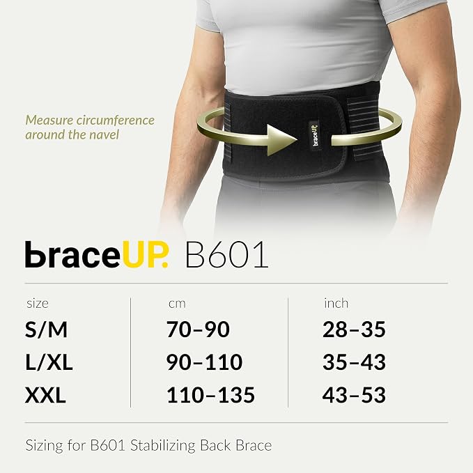 BraceUP Back Support Belt for Men and Women - Breathable Waist Lumbar Support Lower Back Brace for Sciatica, Herniated Disc, Scoliosis Lower Back Pain Relief, with Dual Adjustable Straps (XXL)