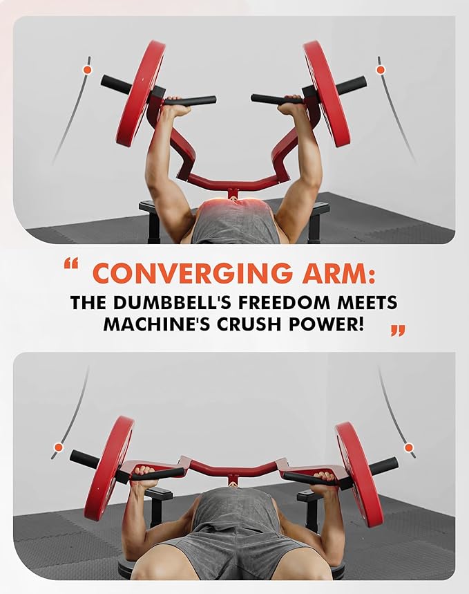 GMWD Chest Press Machine, Bench Press Machine with Independent Converging Arms, Adjustable Flat Incline Bench for Chest, AB Workouts, Shoulder Home Gym Equipment