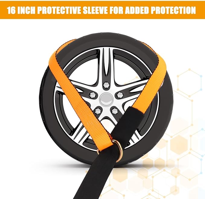 8 Pack Lasso Tow Truck Straps with D Ring 11, 000 Lbs Break Strength D Ring Auto Tie Down Wheel Lift Trailer Strap for Hauling Utv SUV Wrecker Rollback (2" X 8ft,Orange)