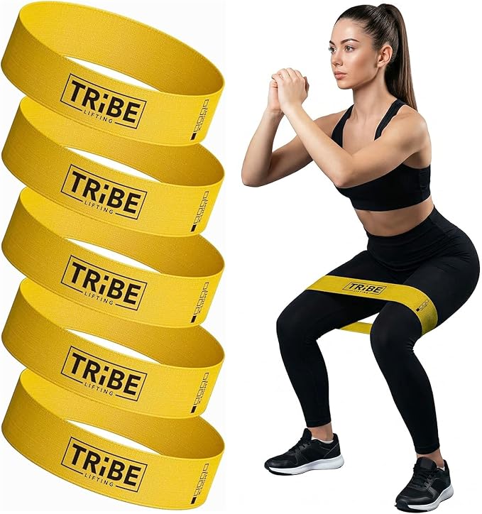 Fabric Resistance Bands for Working Out, 5-Band Set for Legs and Glutes | Booty bands for women and men, 5 resistance levels, for glute activation, hip training, squats, lunges and physical therapy