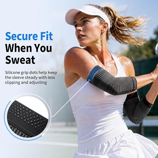 CAMBIVO 2 Pack Tennis Elbow Compression Sleeve, Lightweight Summer Brace | Anti-Slip, Breathable, Quick-Dry Tennis Elbow Brace for Gym, Golf, Basketball, Office and Daily Wear, for Men & Women