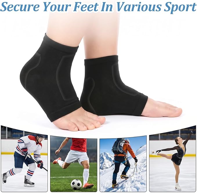 2 Pairs Padded Skate Socks Ice Skating Protection Socks with Gel Pads Ankle | Malleolar Sleeves,for Figure Skating, Roller, Hockey, Boots, Brace, Splints, Shoes, Ankle Support Cushion, Pad Ski Splints