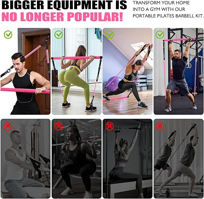 KUTIZE Pilates Bar Kit with Resistance Bands, Pilates Equipment, Multifunctional Pilates Bar for Women & Men, Pilates kit for Hip, Back, Arm, Full-Body Workouts, Home Gym Strength Training Equipment