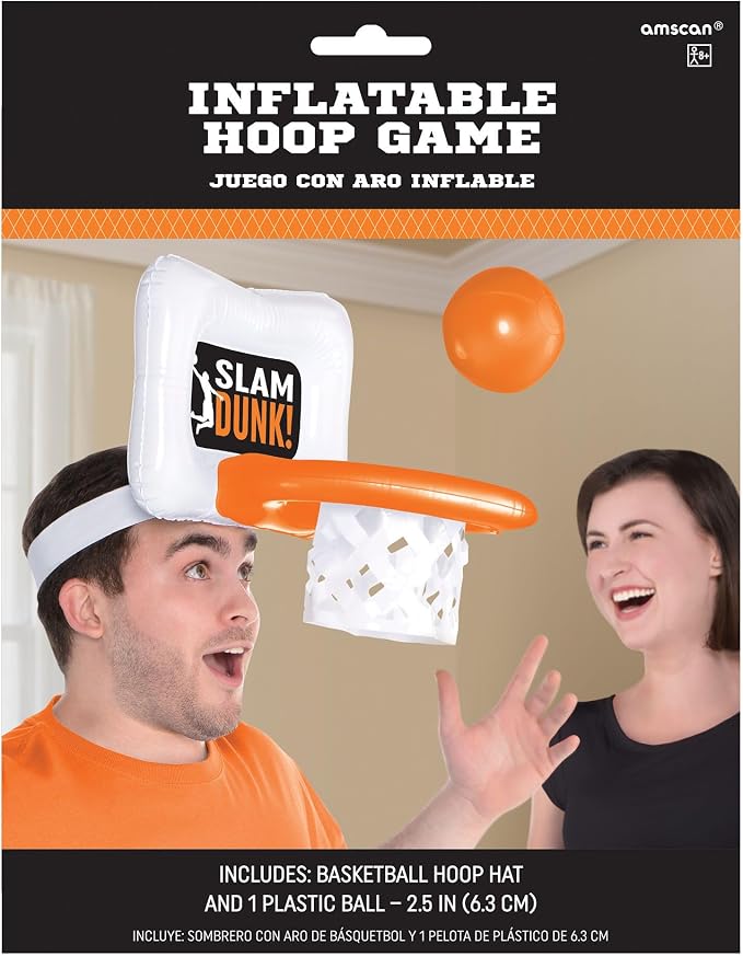 "Slam Dunk!" Party Inflatable Hoop Game, Hoop, 9 1/2" x 12", Ball, 3 1/4", 1 Ct.