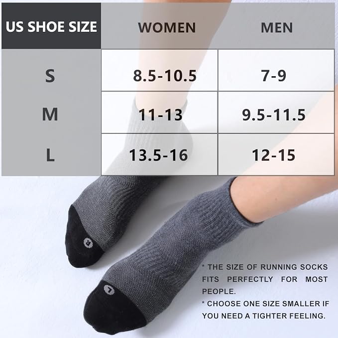 FITRELL 6 Pack Men's Athletic Ankle Socks Cushioned Sports Running Socks 7-9/9-12/12-15