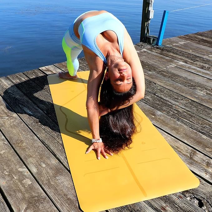 Liforme Classic Yoga Mat - Posture Alignment Design, Advanced Non-Slip Grip | Eco-friendly, Non-Toxic, Sweat-Resistant, long, wide, 4.2mm thick mat for comfort, recommended for Hot Yoga, Free Yoga Bag