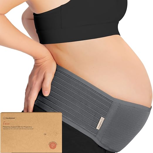 KeaBabies Pregnancy Belly Bands for Pregnant Women,1pk (Mystic Gray, M/L) | Soft, Breathable, Maternity Belly Support Band, Easy Adjustable Maternity Belt for Back, Pelvic Support, Comfortable