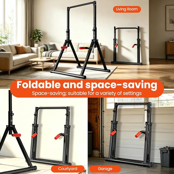 DOBESTS Power Tower Pull Up Bar Free Standing, Foldable Pull Up Station