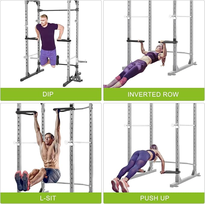 SELEWARE Dip Bar Attachment for Power Rack, 2 x 2 Tube, Multi Grip Handle | Fully Welded Steel Design, Stable Support for Dips, Pull Ups and Strength Training, Ideal for Home Gym Workouts