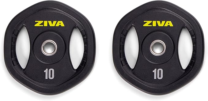 ZIVA 35lb Studio Barbell Weight Set – Adjustable Home Gym Kit with Standard Rubber Urethane Plates, 5' Chrome Bar (1.18" diam) & Collars | Extra Plates Not Included