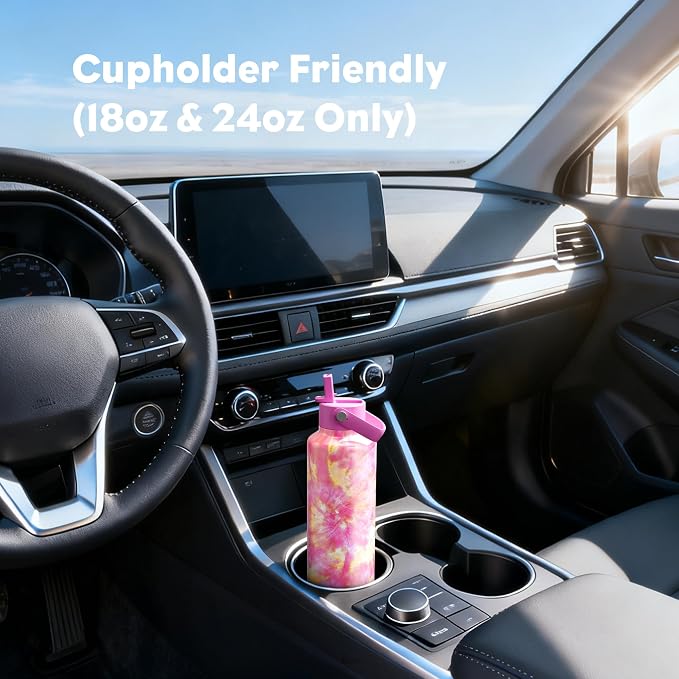 24 oz Vacuum Water Bottle for School: Lightweight, Leakproof, Flex Cap, BPA-Free, Cupholder Friendly, Vacuum Flask with Straw for Girl, College, Outdoors, Sport, Daily, Gift, Classroom (Citrus Dream)