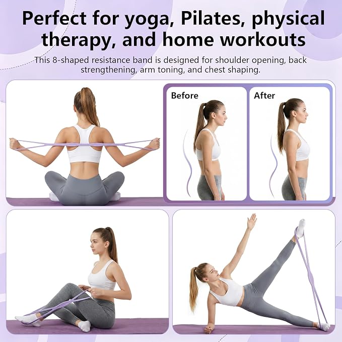 Figure 8 Resistance Band, Figure 8 Resistance Bands for Women Men,Resistance Band Figure for Working Out, Non-Slip Handles, Home Gym, Yoga & Physical Therapy