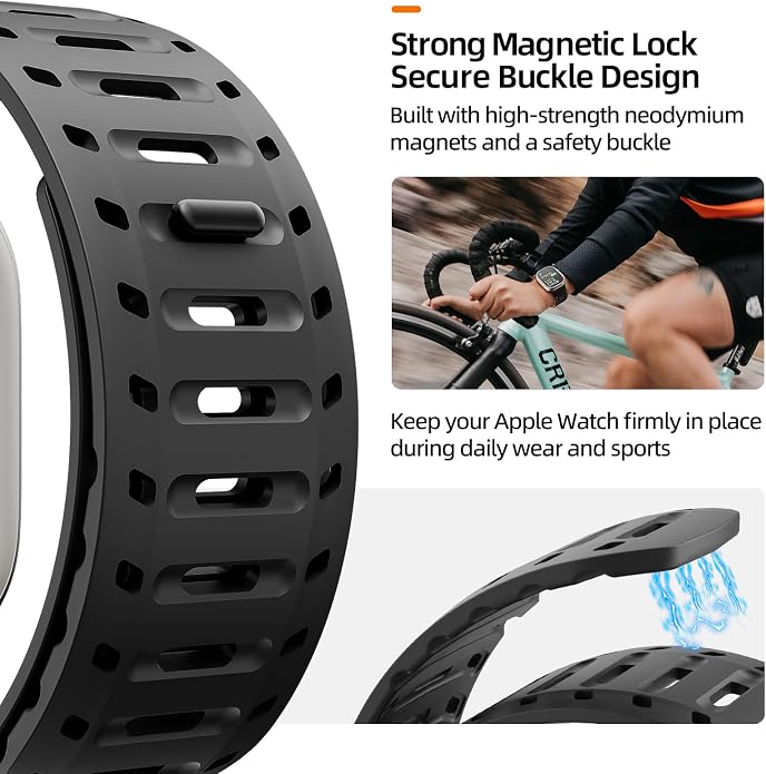 X-it Magnetic Watch Band for Apple Watch Ultra 49mm, 46mm/45mm/44mm, Silicone Sport Strap with Strong Magnet for Men and Women, Compatible with Apple Watch Series 11/10/9/8/7/6/5/4/3/2/1 and SE
