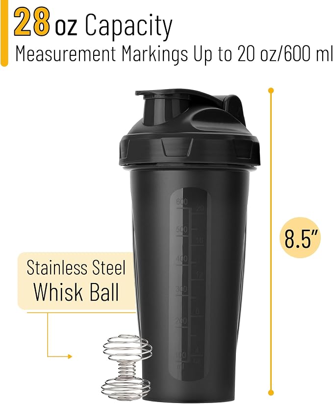 Mr. Pen- Shaker Bottles for Protein Mixes, 28 oz, Leak Proof | Shaker Cups with Stainless Steel Wire Whisk Ball for Protein Shakes and Pre Workout