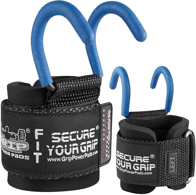 Weight Lifting Rod Hooks Heavy Duty Wrist Wraps Power Weight Lifting Training Gym Grips Straps Set of 2