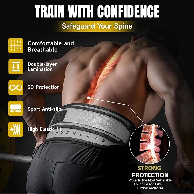 MANUEKLEAR 2-in-1 Weightlifting Belt & Dip Belt with 36.7 IN Rope, Double-Layer Weight Lifting Belts, Powerlifting Gym Weighted Belt for Pull Up Squat