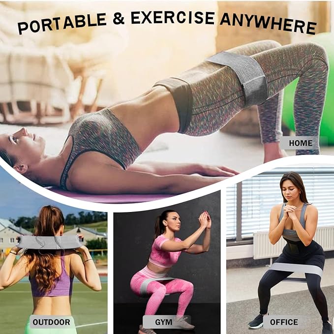 KANGFITER Non-Slip Fabric Resistance Bands for Working Out 3 Levels | Loop Exercise Bands for Booty Leg Butt Glute Hip, Elastic Stretch Workout Bands for Women Men Home Gym Fitness Yoga Pilates