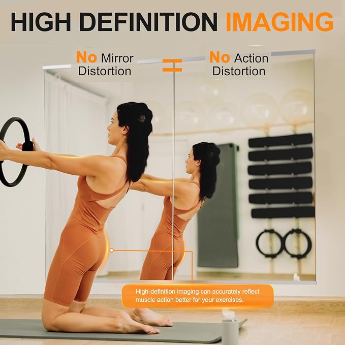 Delma Home Gym Mirror, 48''x28''x2PCS Silver Wall Mounted | Large, Frameless, Tempered Glass, For Home Gym, Garage, Bedroom, Bathroom
