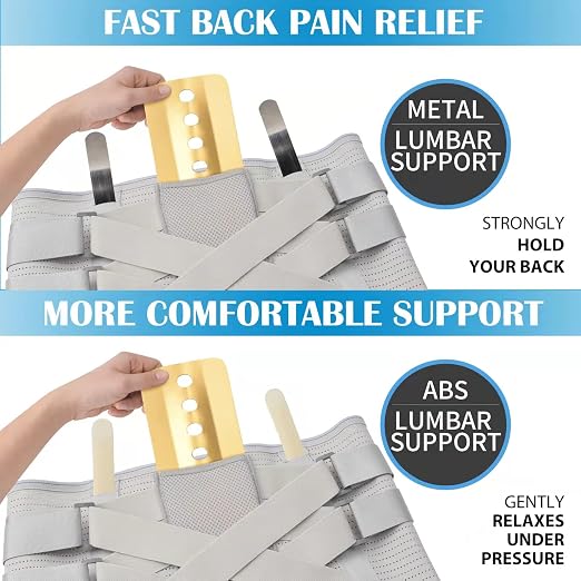 Back Brace for Lower Back Pain - Lumbar Support with Bionic Support System, Adjustable Belt for Men Women, Relieves Sciatica, Herniated Disc, Scoliosis, Posture Correction for Workout, Daily Use, Heavy Lifting(Grey,X-Large)