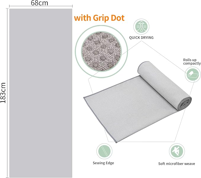 2 Pack Hot Yoga Towel with Grip Dot，Stickyfiber Yoga Mat Towels Non Slip for Hot Yoga,Absorbent Microfiber Sweat Anti-Slip Cover,Bikram,Pilates,Exercise