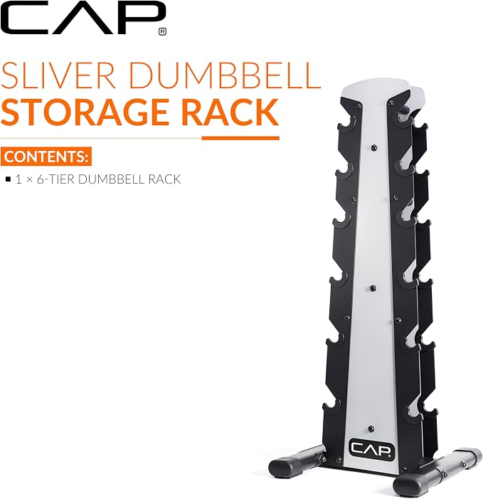 CAP 6-Tier Dumbbell Rack for Home Gym, 210lb Capacity, Heavy-Duty Weight Storage Rack for Hex Dumbbells, Space-Saving Steel Free Weight Stand, Multi-Level Dumbbell Storage Rack