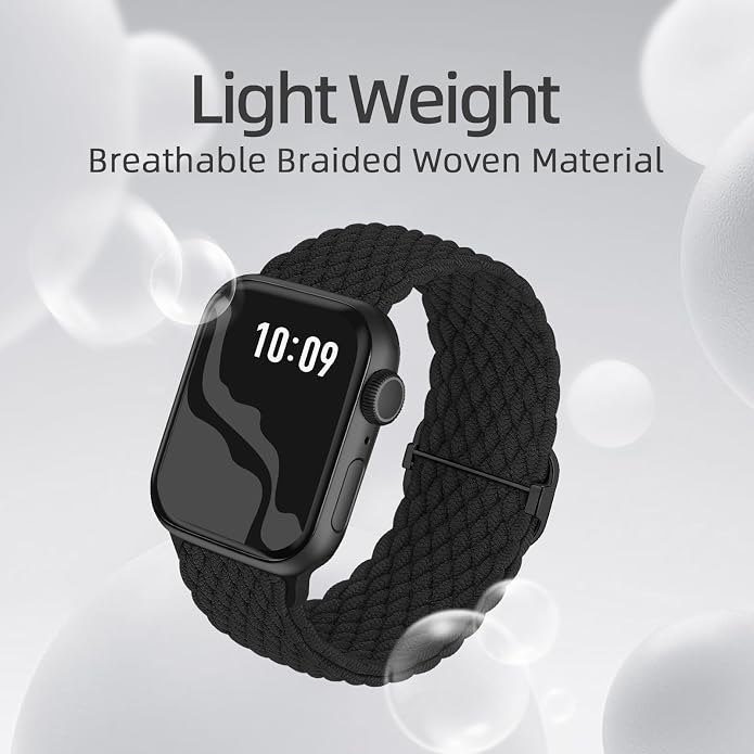 4 Pack Braided Stretchy Bands Compatible with Apple Watch 40mm 41mm 38mm 42mm 44mm 45mm 46mm 49mm Women Men, Breathable Nylon Elastic Daily Use Straps for iWatch Series 11/10 9 8 7 6 5 4 3 SE/Ultra 2
