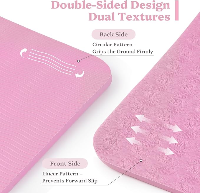 Foldable Yoga Mat Non Slip, Pilates Fitness Mats, 72" x 24" Extra Width ＆ Thick, Anti-Tear Exercise Mat with Carrying Strap and Bag, Workout Mats for Stretching,Yoga Studio,Gym or Home Workouts