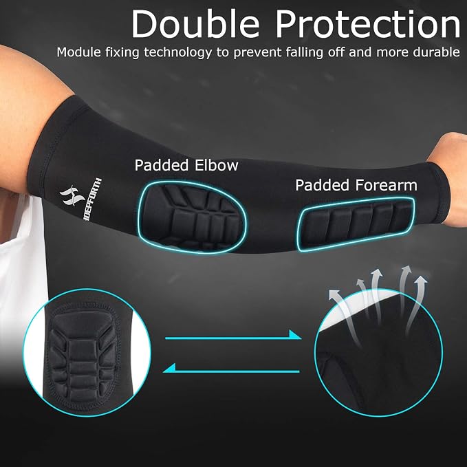 2PCS Padded Elbow Forearm Sleeves Compression Arm Protective Support
