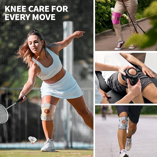 CAMBIVO Knee Brace with Stabilizers, Gel Pad & Open Patella for Men & Women | Open Patella Stabilizer for Arthritis, Meniscus & ACL MCL Relief. Adjustable Compression for Running & Sports Recovery
