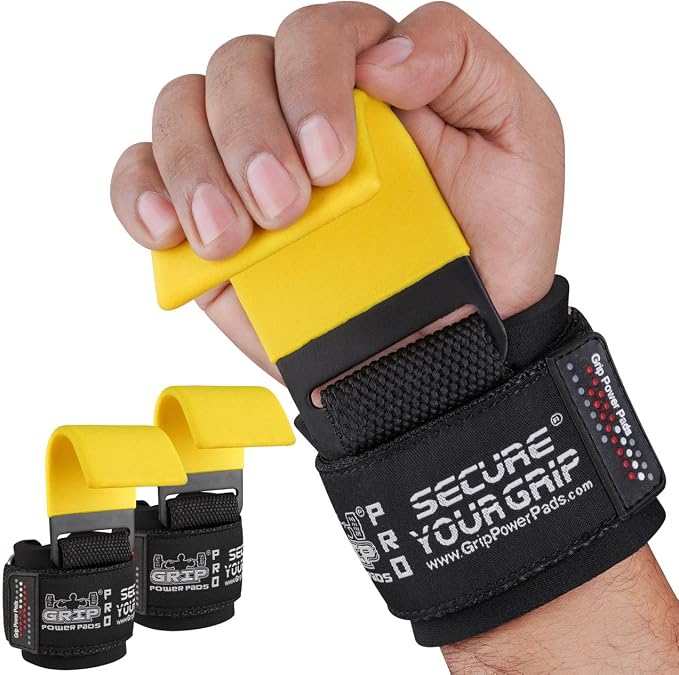 Weight Lifting Rod Hooks Heavy Duty Wrist Wraps Power Weight Lifting Training Gym Grips Straps Set of 2
