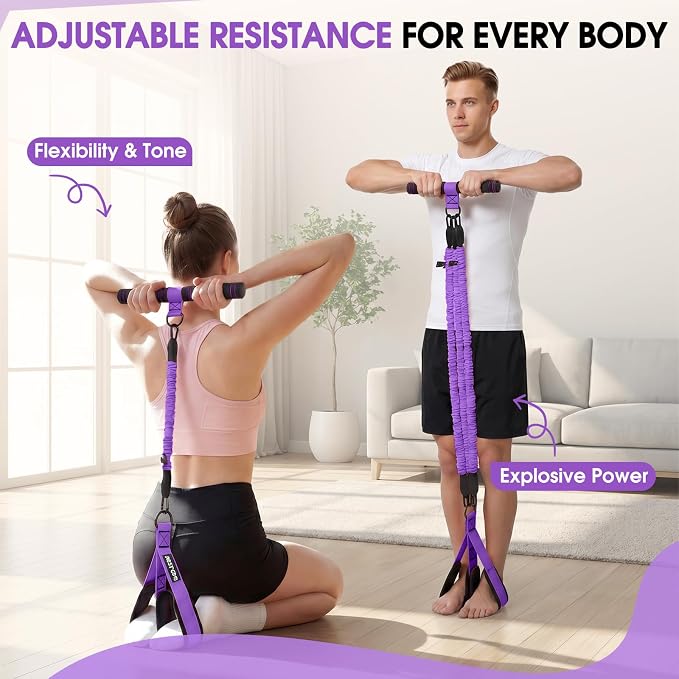 Upgraded Multifunction Pedal Resistance Band with Handle, Adjustable Foot Pedal Resistance Bands for Core, Arm, Legs, Body Strength, Portable Home Gym Workout Equipment for Men & Women