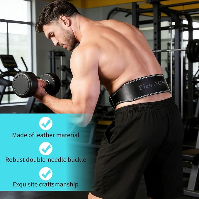 Leather Weight Lifting Belt 11 Adjustable Holes 4 and 6 inch for Lumbar Back Support Gym Weight Belt, Heavy Duty Workout, Training Strength, Powerlifting Weightlifting, Squat & Bodybuilding